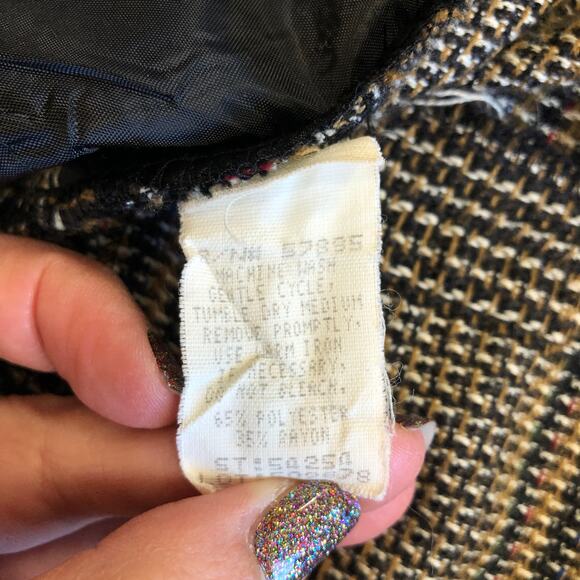 VTG 90s Plaid Woven Blazer Requirements Corp Core 8P Tailored Classic Longline - Picture 9 of 10